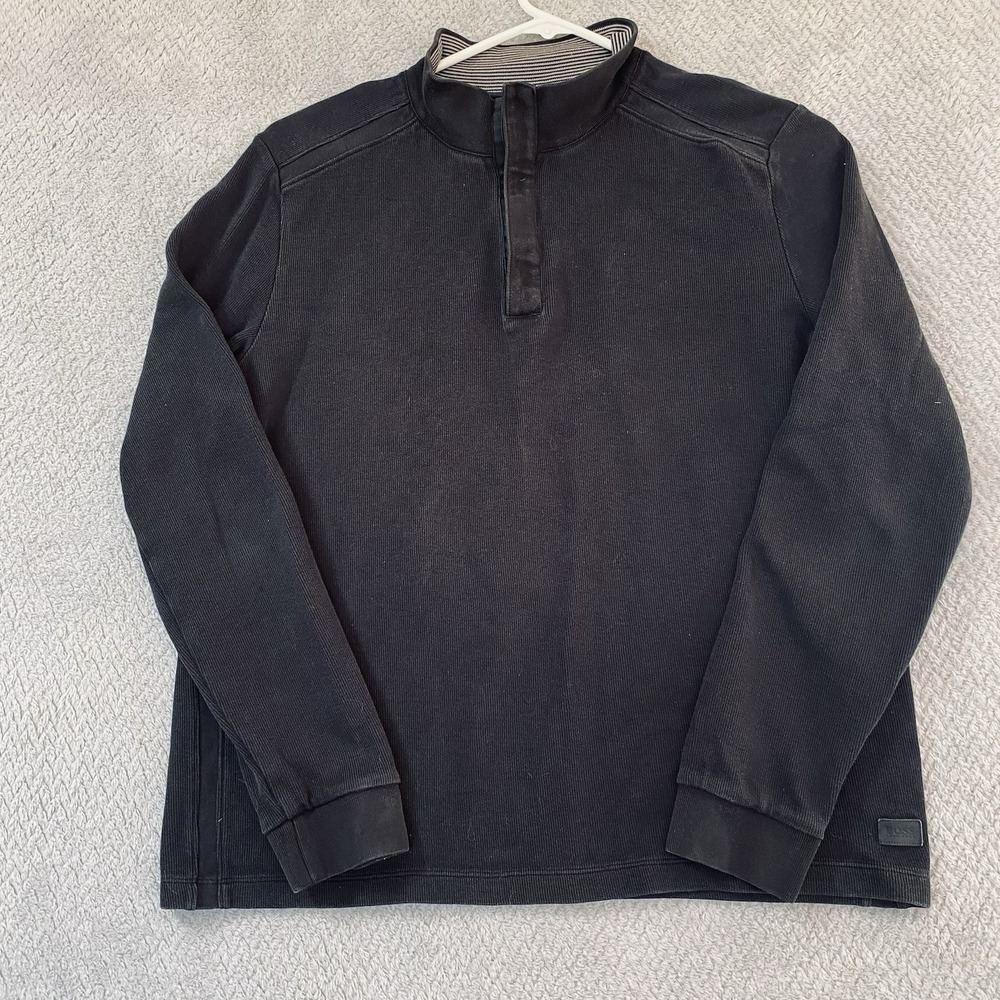 BOSS Hugo Boss Quarter Zip Pullover Mens L Gray Casual Regular Fit